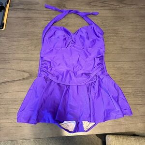 Carol Wior Size 18 Purple Swim Dress with Underwire
